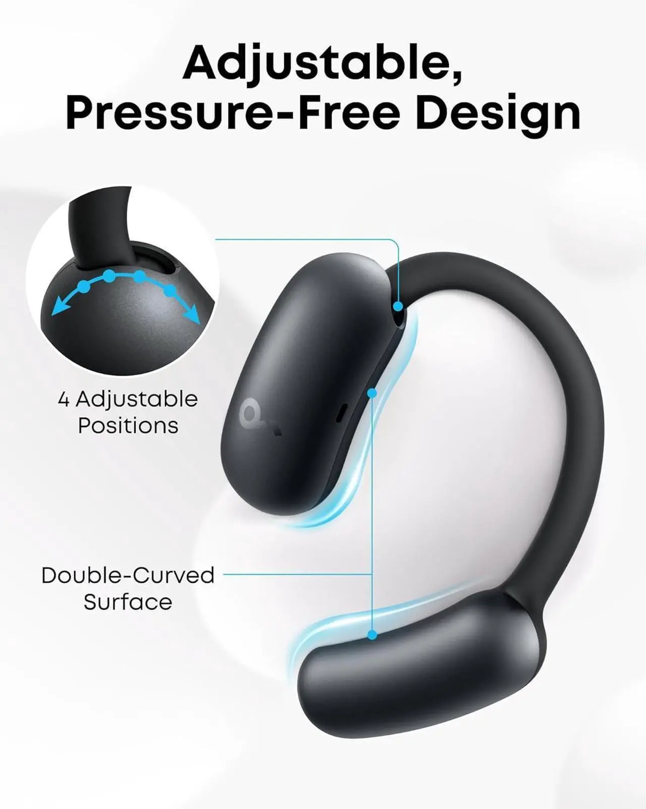 Open-Ear Headphones, Adjustable Ear Hooks, Snug Fit, Rich Bass, Hi-Res Wireless Audio - Image 2