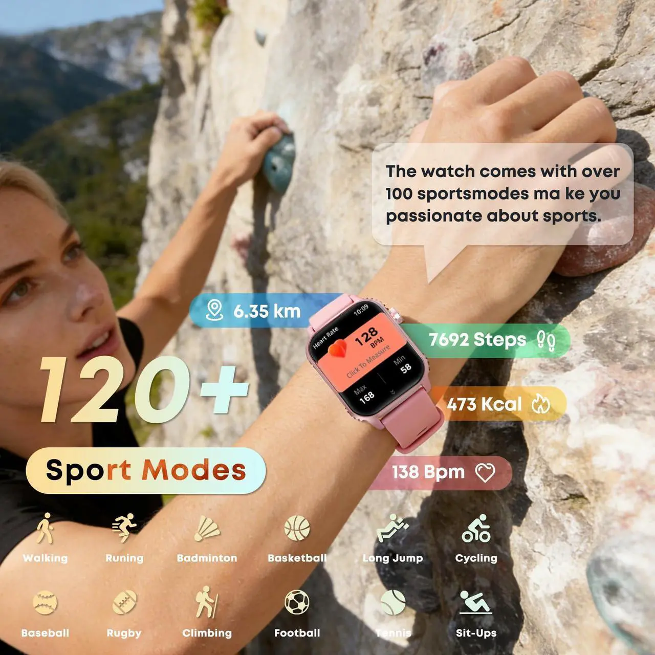 Smart Watches for Women Men, 120 Sports Modes Smartwatch with 1.83 inches HD Display - Image 2