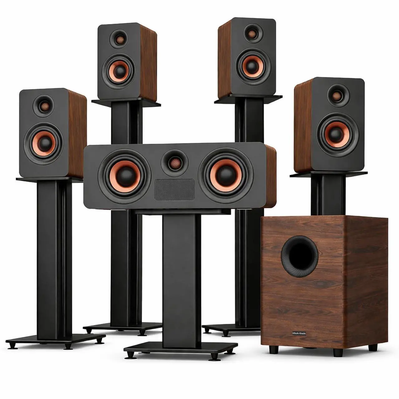 5.1 Surround Sound Speaker System - Voltiq - Black